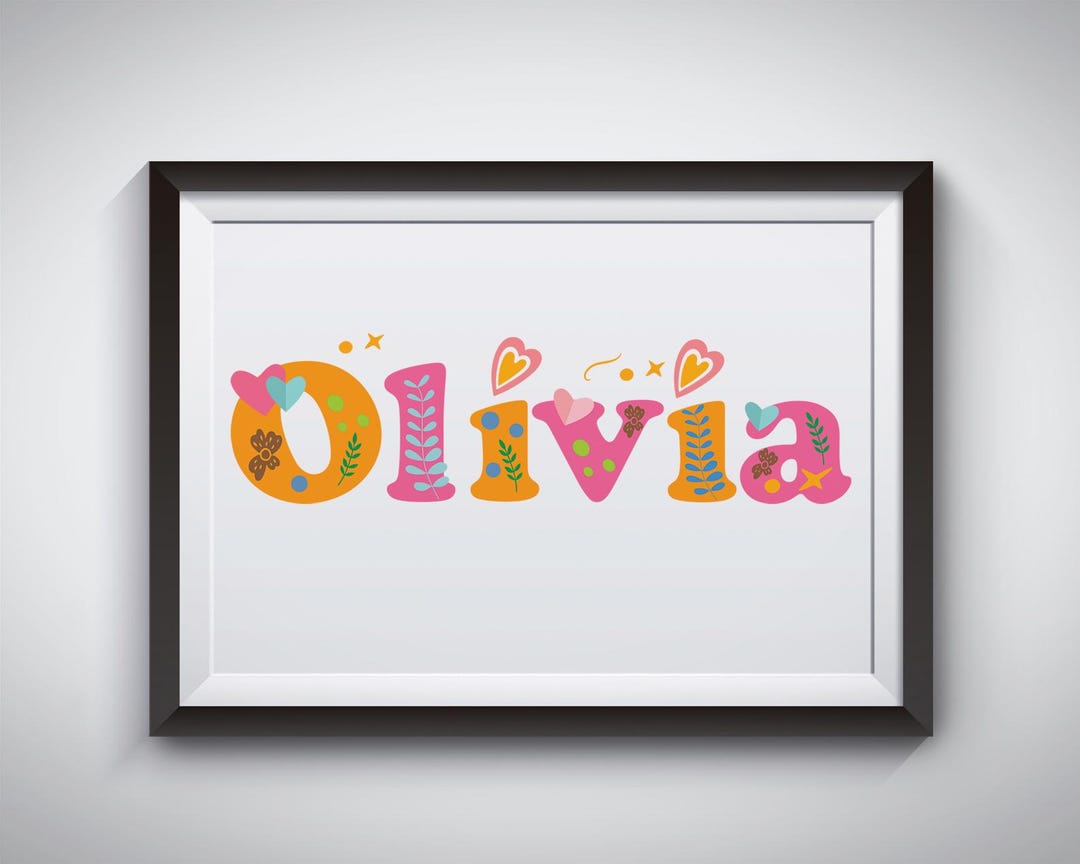 Olivia Name Art Poster: Playful Font, Girl Gift, Nursery Decor (instant ...