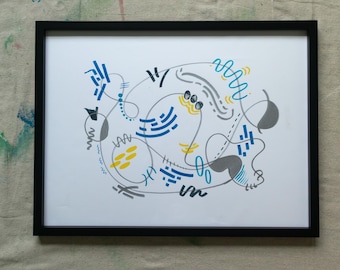 The Unknown Palette No. 1 | Original Lyrical Abstraction Marker Drawing | 24x18 Wall Art