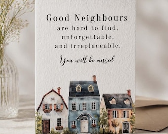 Goodbye Card for Neighbor, Personalized Moving Card for Neighbour, You Will Be Missed Card for Friend, For Best Neighbor, Leaving Card, 5x7