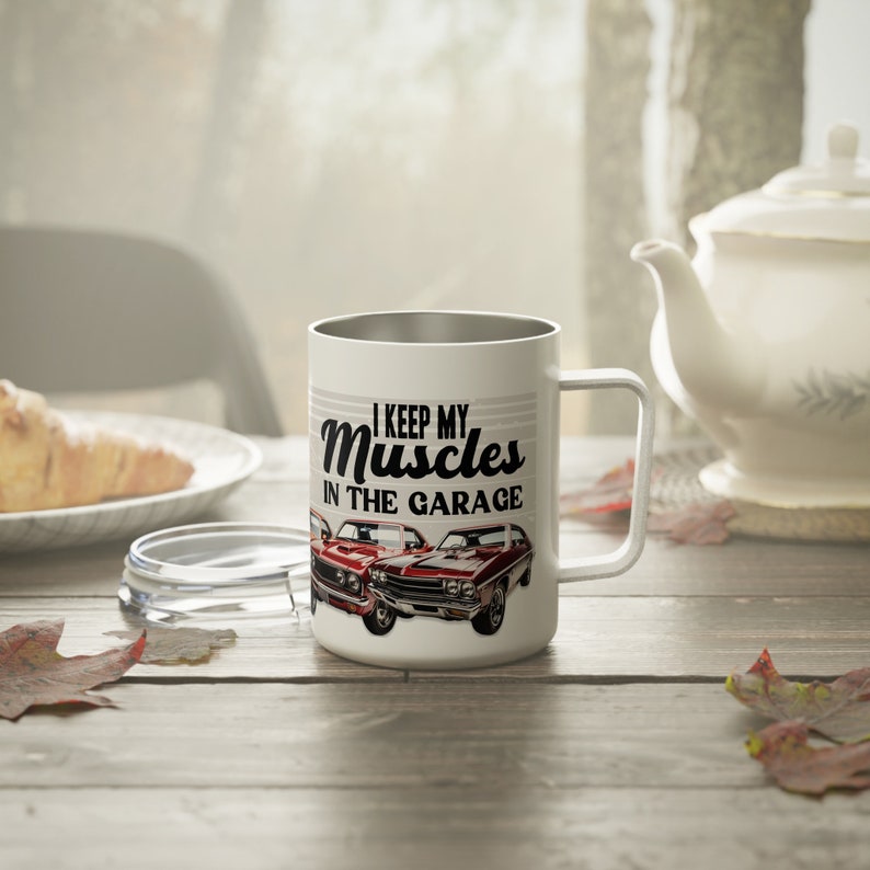Muscle Car Insulated Coffee Mug for Dad, Father's Day Coffee Travel Mug Classic Car Lover Gift