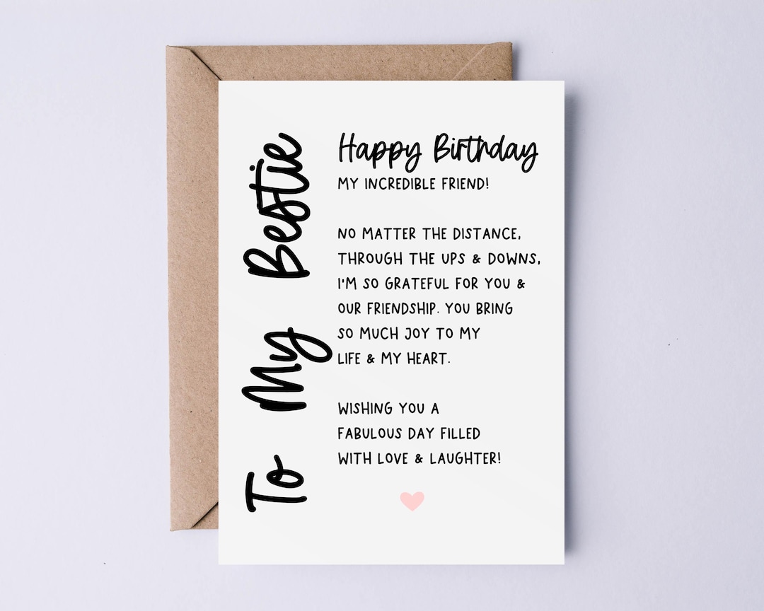 Bestie Birthday Card, Birthday Card for My Bestie, Best Friend Birthday ...
