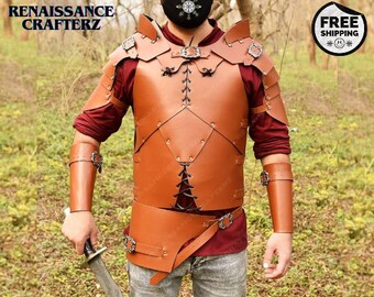 Renaissance Fair Wikinger-Cosplay-Rüstung für Erwachsene, mittelalterliche Fantasy-Rüstung für Männer und Frauen, Samurai-Ritter-Leder-Larp-Rüstung für Ren Faire