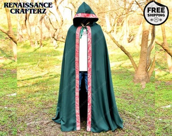 Medieval Viking Wizard Cloak With Hood, Renaissance Vampire Elven Cloak For Adults, Unisex Hobbit Cape Cloak For Ren faire, Cosplay Cloak.