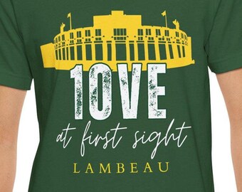 Liebe auf den ersten Blick Lambeau Bella + Canvas Kurzarm-T-Shirt, Green Bay-Shirt für Frauen, Packer-Shirt