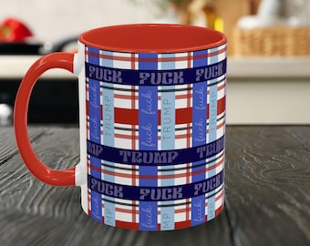 F * ck Trump Becher, karierte anti-Trumpf Kaffeetasse, Geschenk, diskrete Botschaft, politische Erklärung, 11oz, 15oz