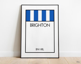 Personalised Monopoly Print - Custom Wall Art - Any Street, Name, Number, Text - Brighton & Hove Albion - Football Team - Board Game Print