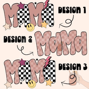 retro pink Mama BUNDLE PNG digital download girl mama png, girl mom design, mama png, retro design, girl mom design , trendy, checkered png