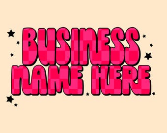 CUSTOM pink checkered Name PNG digital download- custom png, custom name, business png, small buses logo, valentines design, girly png