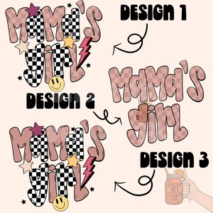 retro pink Mamas Girl BUNDLE PNG digital download girl mama png, girl mom design, mama png, retro design , trendy, checkered png