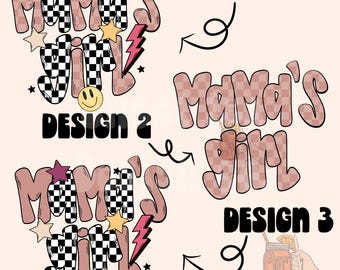 retro pink Mamas Girl BUNDLE PNG digital download girl mama png, girl mom design, mama png, retro design , trendy, checkered png