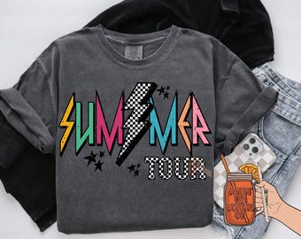 checkered summer tour PNG digital download, summer design, checkered png, summer time design, summer break png, neon colors png