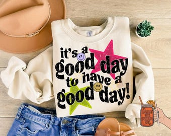 it’s a good day to have a good day stars PNG digital download , it’s a good day, retro, trendy stars, happiness, summer png, neon design