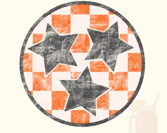 Tennessee Vols Distressed checkered TRISTAR  - PNG - football season Game day bow orange and white