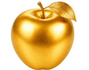 Goldener Apfel Clipart: Glänzendes Metallic Design (PNG, SVG Download)
