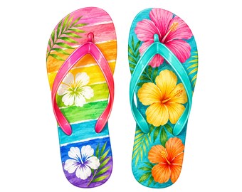 Colorful Flip Flops Clipart for Beach Crafts, Summer Decor PNG SVG