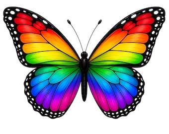 Regenbogen Schmetterling Clipart mit transparentem PNG und SVG Digital Download für Sublimationshandwerk