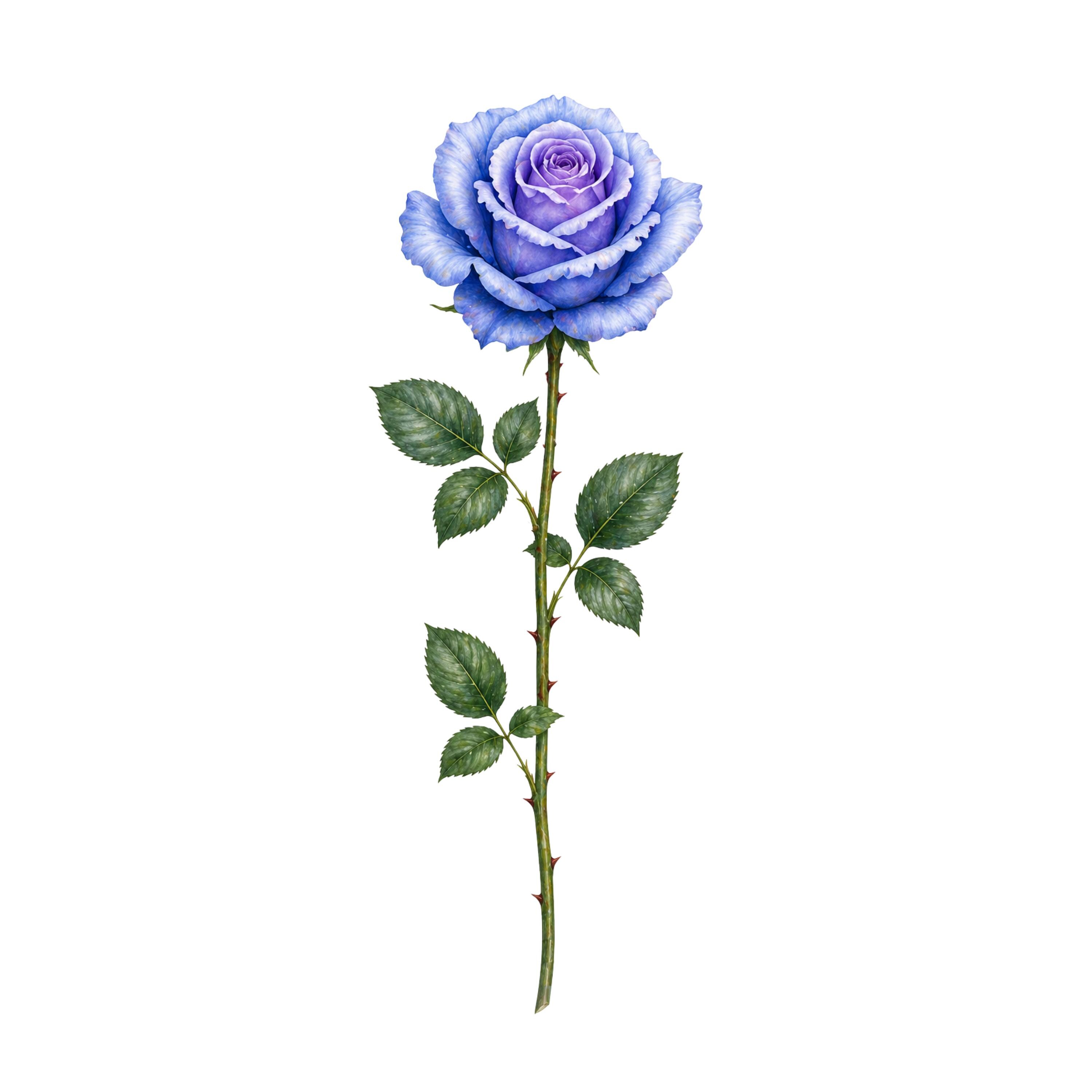 Blue Rose Clipart PNG SVG, Elegant Floral Illustration With Stem ...
