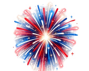Patriotic Firework Burst Clipart, Red White Blue Celebration Graphic (PNG SVG)