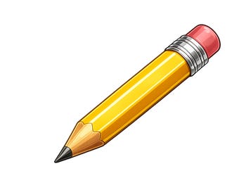 Yellow Pencil Clipart: Cartoon Style Sublimation Design (Digital Download)