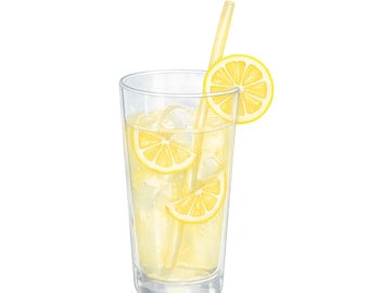 Watercolor Lemonade Clipart, Summer Drink PNG SVG (Digital Download)
