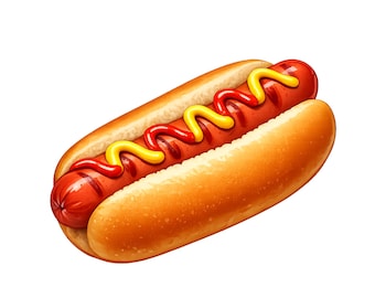 Classic Hot Dog Clipart (PNG SVG) for Summer Crafts (Digital Download)