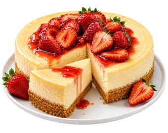 Erdbeer-Käsekuchen Clipart mit transparentem PNG und SVG Digital Download für Sublimationshandwerk