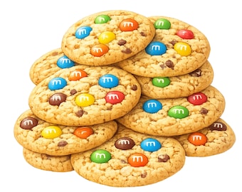 Aquarell Candy Cookies PNG, bunte Chocolate Chip Cookie Clipart für Sublimations- und Cricut-Projekte