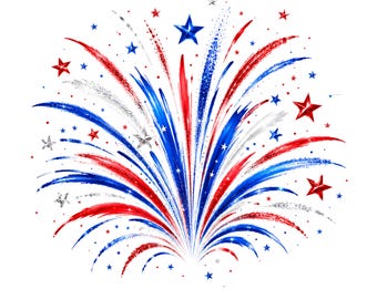 Patriotic Red White and Blue Fireworks PNG SVG for Cricut Sublimation 4th of July Clipart
