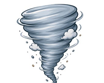 Cartoon Tornado Clipart PNG SVG for Weather Crafts Stickers and Sublimation
