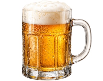 Bierkrug Clipart: Goldener Sud, Schaumglas (PNG, SVG Download)