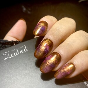 Brozan Dream Metallic Cat Eye/Pinky Purple Smudged Presson Nail|Handmade Fake Nail|Reusable|Mother Day|Cool Nail|Daily Nail|Glitter Nail