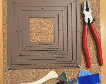 Square stained glass layout frames
