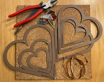 Hearts stained glass layout frames