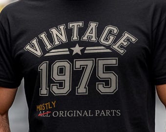 Vintage 1975 T-shirt: 50-årspresent, mestadels originaldelar