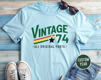 Personlig vintage födelsedags-T-shirt, retro födelsedagspresent
