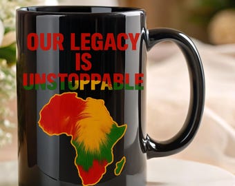 Panafrikansk flagga svart mugg: Juneteenth-gåva, svart stolthetskaffekopp