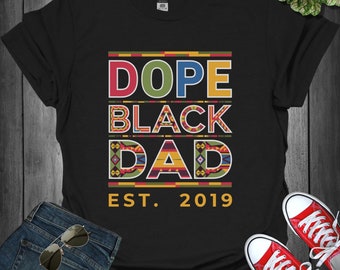 Anpassad Dope Black Dad-tröja, personlig fars dag-present, svarta pappakläder, , personlig pappa-tröja för året, present till stolta svarta pappor