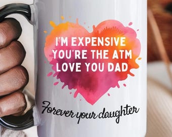 Rolig pappamugg, "Jag är dyr"-present från dotter
