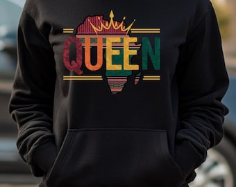 African Queen Hoodie, African Print Sweatshirt, Tribal Print Hooded Sweatshirt, Unisex Hoodie, Ethnic Fashion Pullover