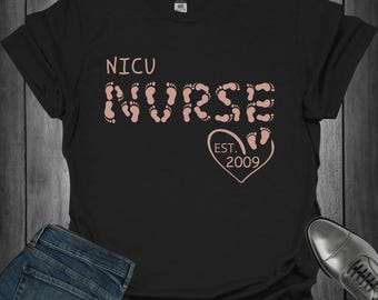 Personalized NICU Nurse Shirt: Baby Footprint Design, Neonatal Gift