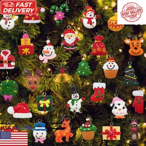 30 Mini Resin Christmas Ornaments – Tiny Tree Decorations