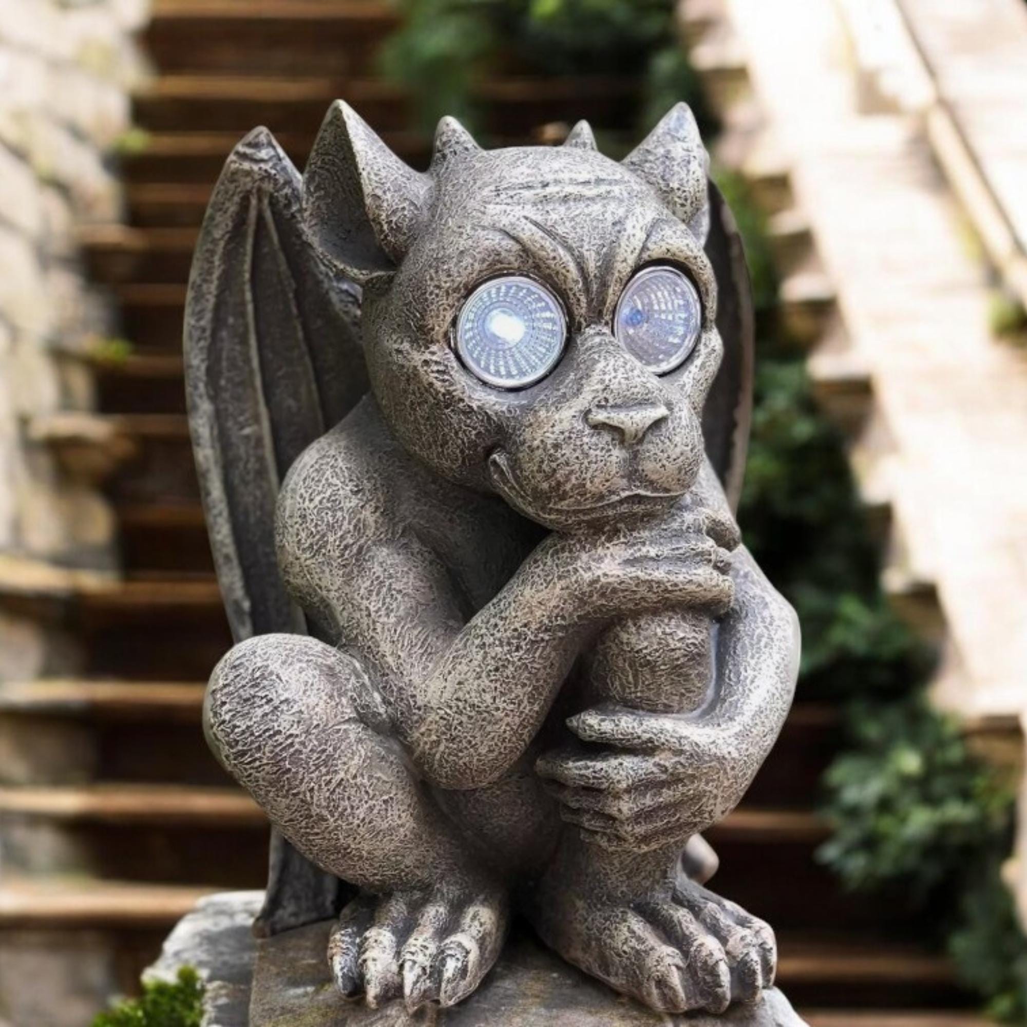 Solar Gargoyle Garden Statue: LED Eyes, Gothic Outdoor Decor - Etsy
