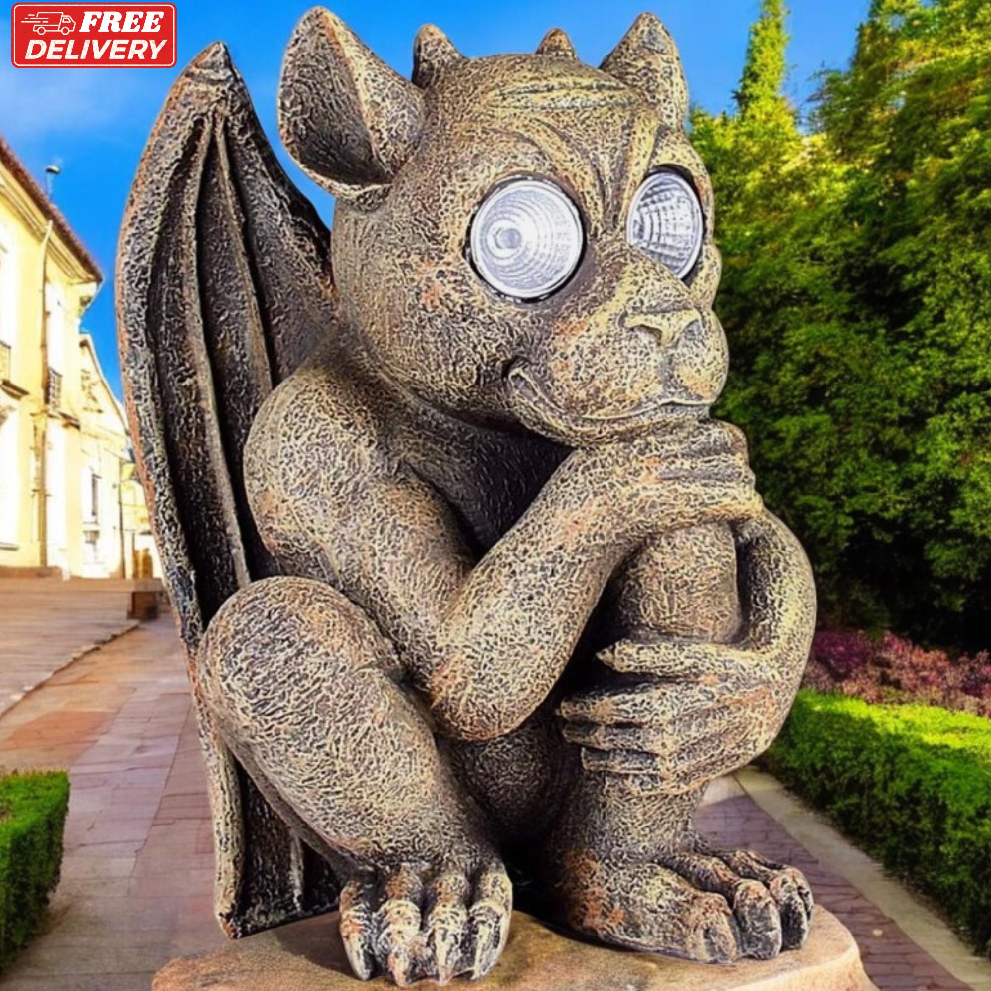 Solar Gargoyle Garden Statue: LED Eyes, Gothic Outdoor Decor - Etsy