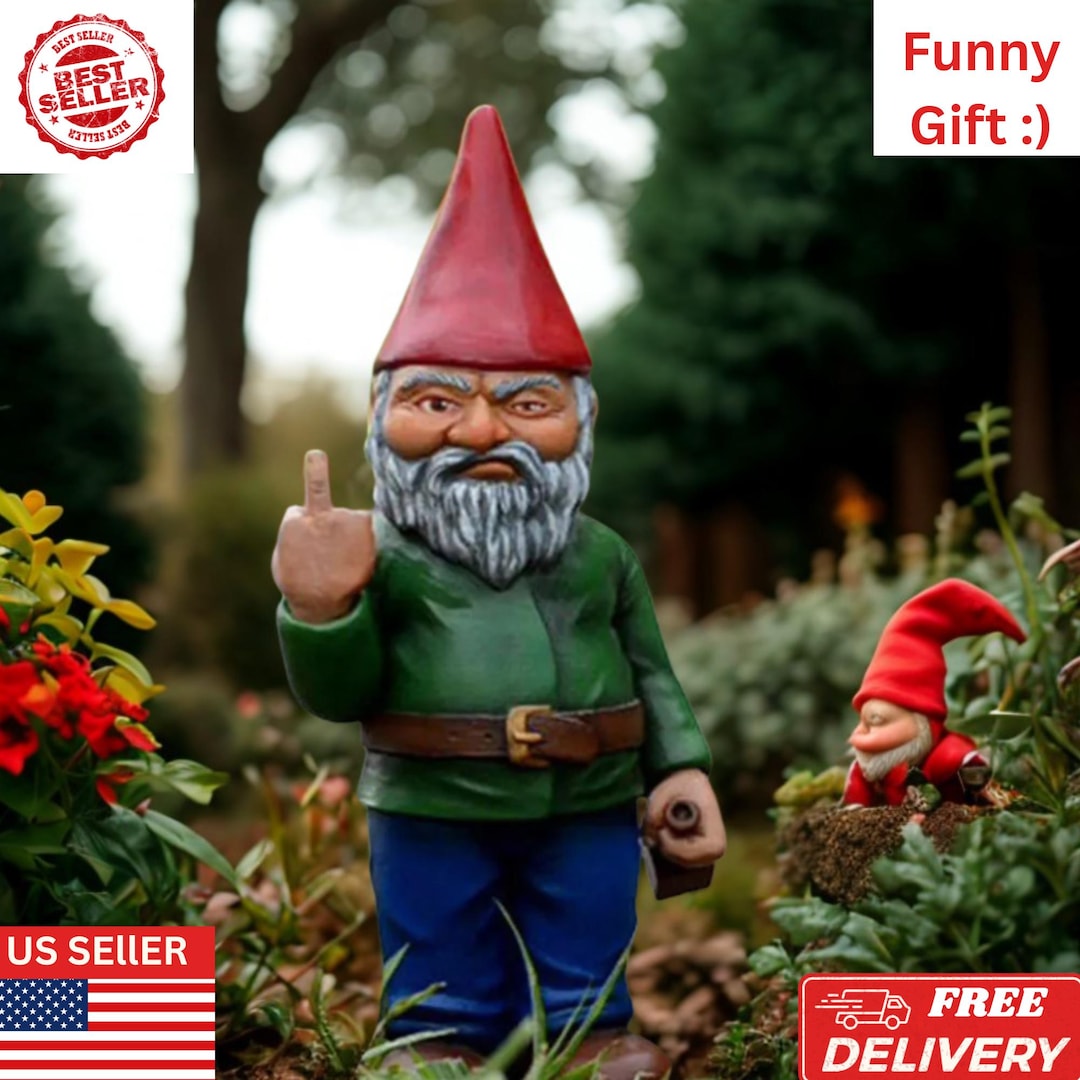 Wizard Middle Finger 12cm Naughty Garden Gnome – Funny Middle Finger Statue – Indoor Outdoor ...