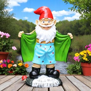 Funny Garden Gnome Statue – Naughty Dwarf with Underpants, Outdoor Yard Decor, Lawn Ornament, Patio & Doorstep Figurine