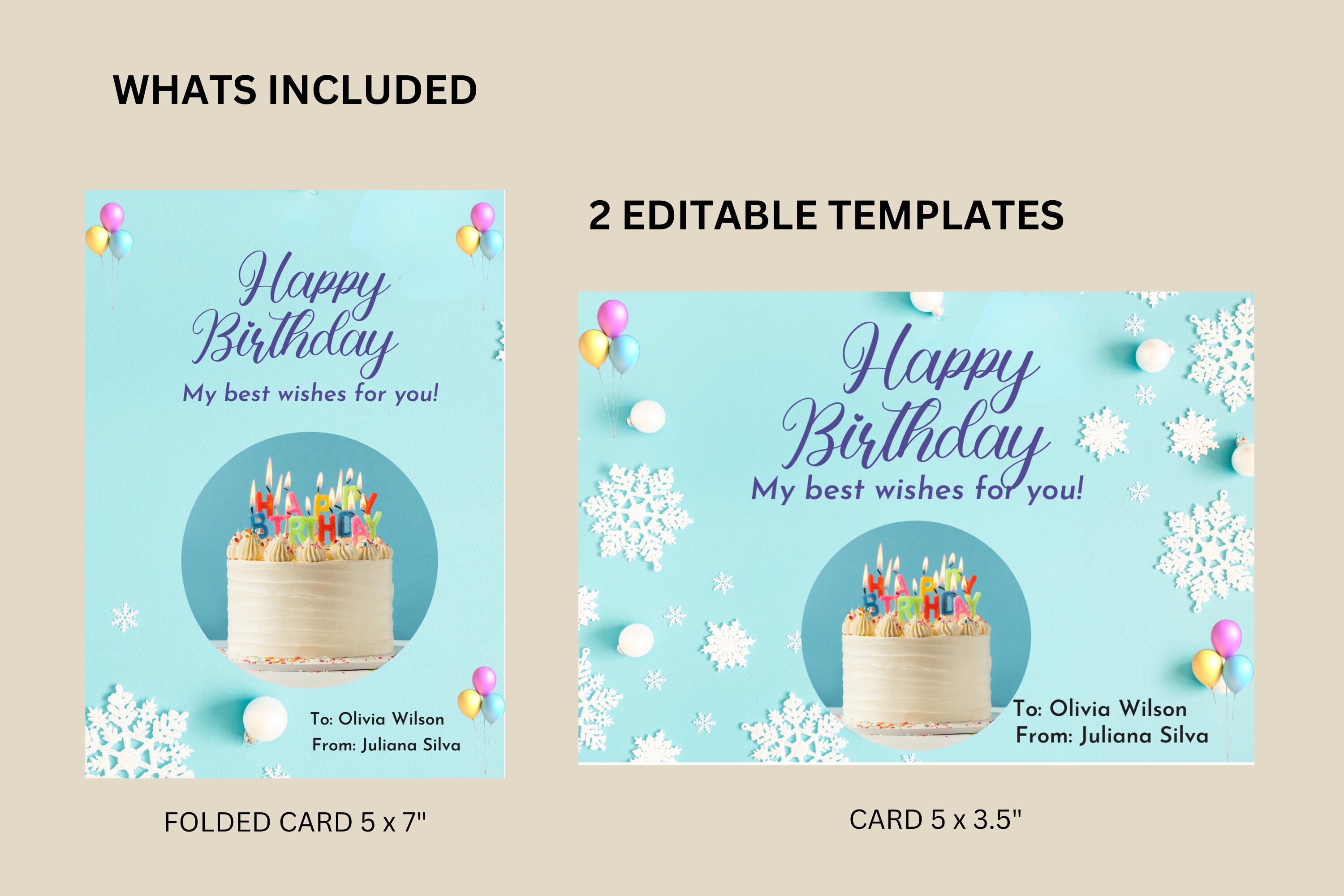 Printable Birthday Card, Instant Download, Digital Greeting Card, Happy ...