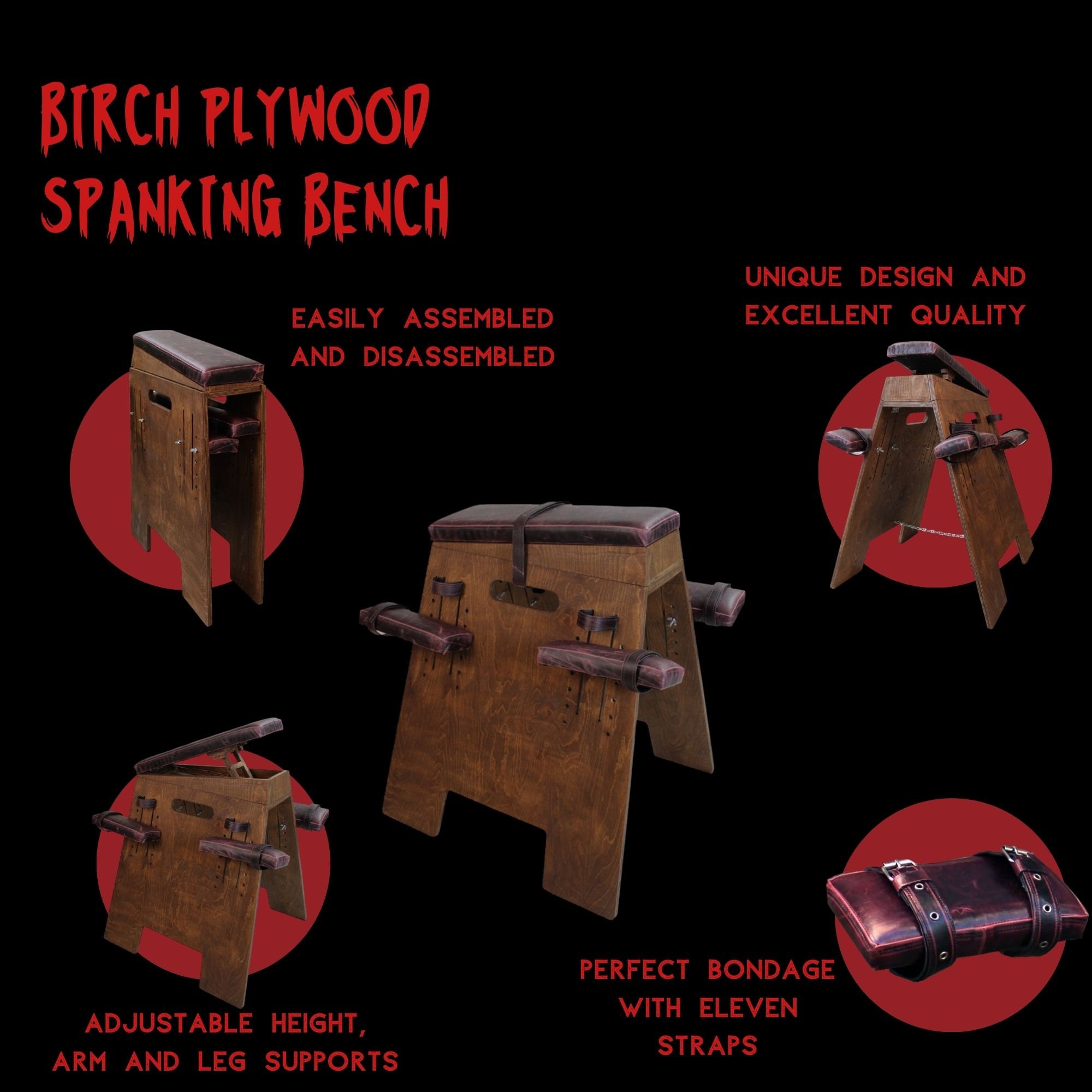 Intimancy Bench Customizable Sex Bench, Walnut & Oak Spanking Bench, Personalised Sex ...
