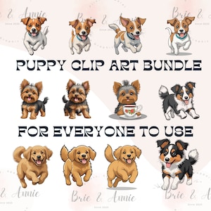 Image clipart chiot SVG + PNG | Races assorties | Téléchargement instantané
