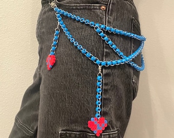 Error Sans Inspired Pony Bead & Melted Bead Belt Loop Chain