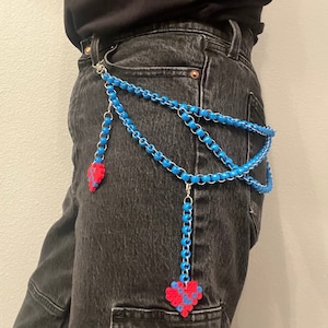 Error Sans Inspired Pony Bead & Melted Bead Belt Loop Chain